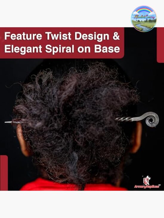 Forged Iron Twisted Spiral Hair Stick - Medieval Hair Pin for Everyday Wear main image 5